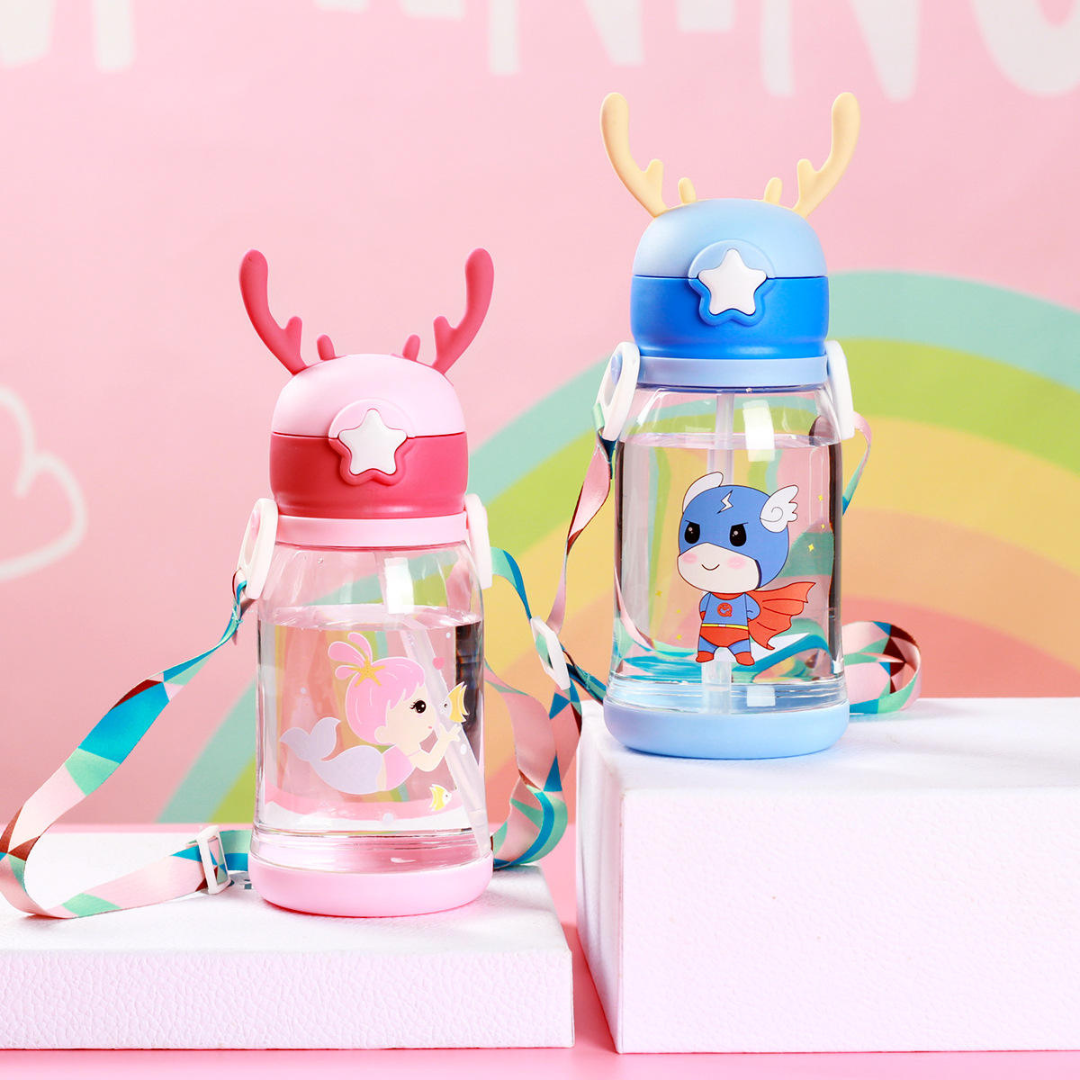 Cute Panda Sipper Bottle with Straw โ 600ml (Kids Water Bottle)