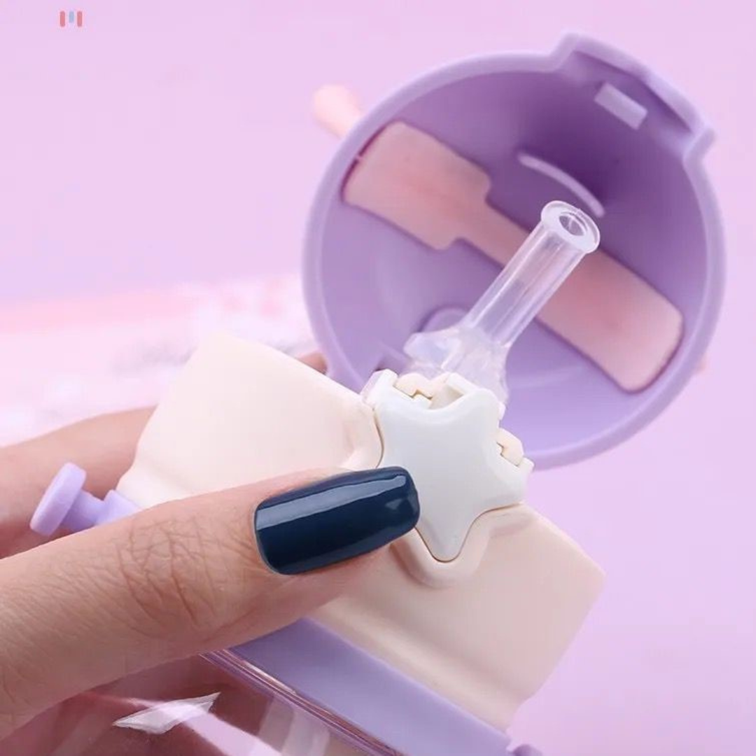 Cute Panda Sipper Bottle with Straw โ 600ml (Kids Water Bottle)