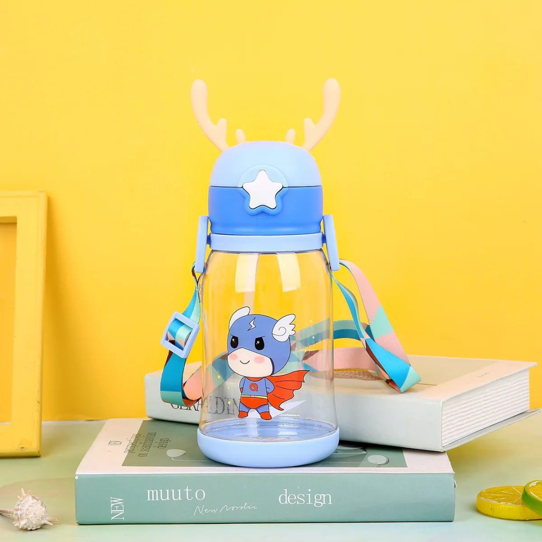 Cute Panda Sipper Bottle with Straw โ 600ml (Kids Water Bottle)