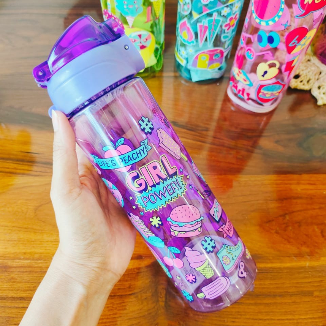 Cartoon Print Sipper Water Bottle โ 600ml