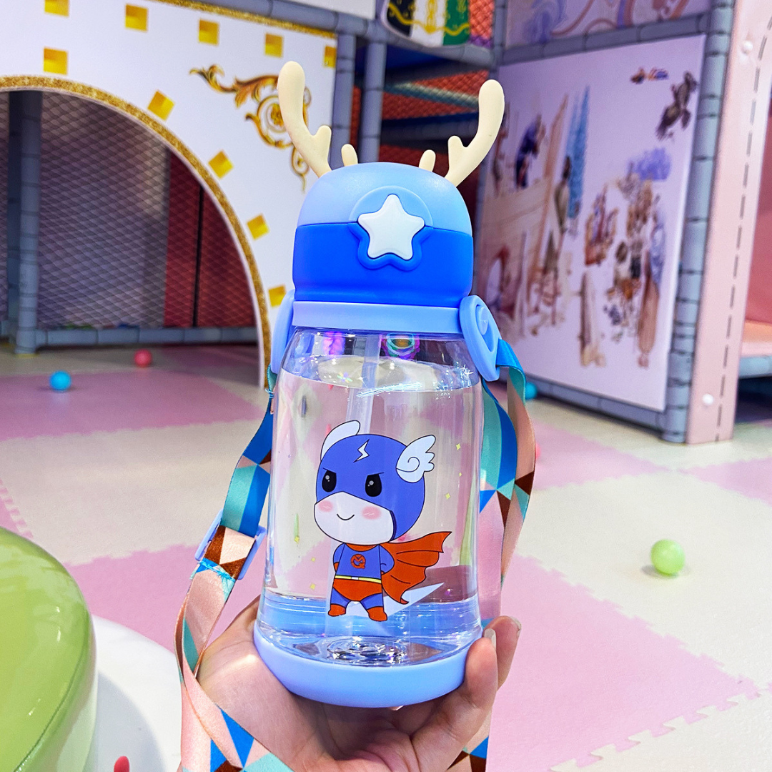 Cute Panda Sipper Bottle with Straw โ 600ml (Kids Water Bottle)