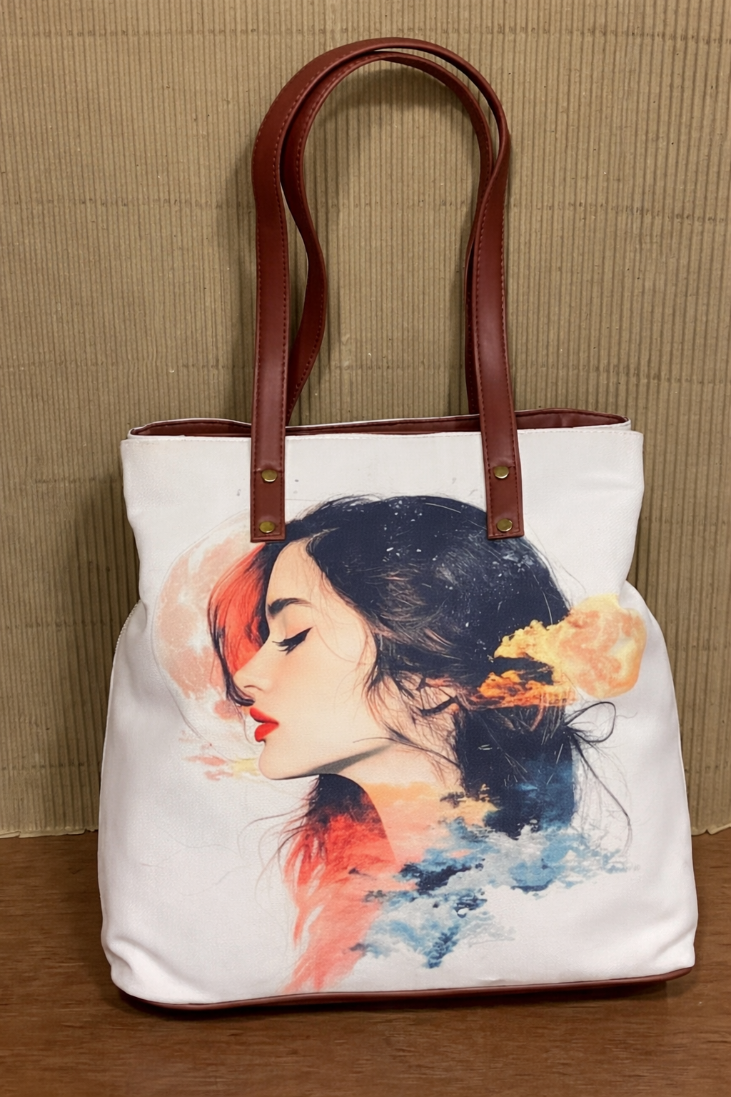 Printed Canvas Tote cum Shoulder Bag