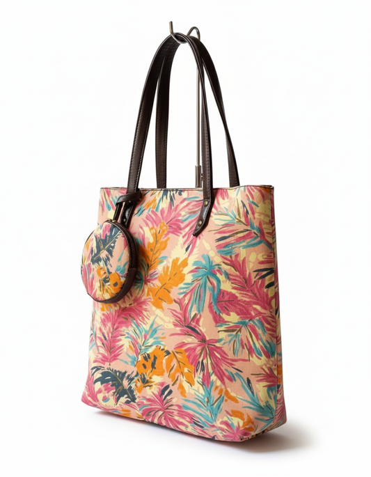 Premium Canvas Tote Bag with Pouch-Pink