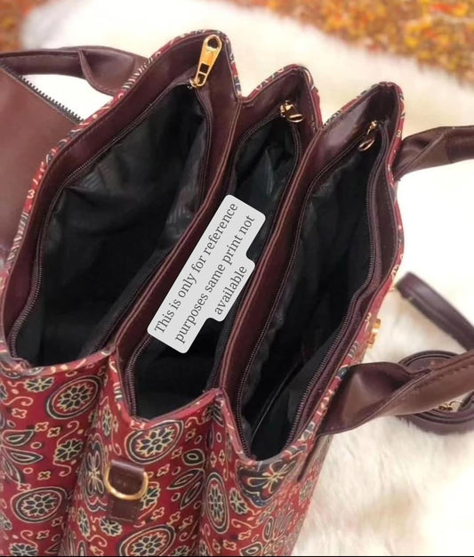 Tote cum sling bag with pouch-Red