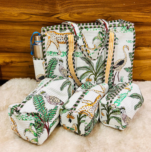 4-Piece Travel Tote & Storage Bag Set โ Tote with 3 Multipurpose Pouches | Durable & Water-Resistant