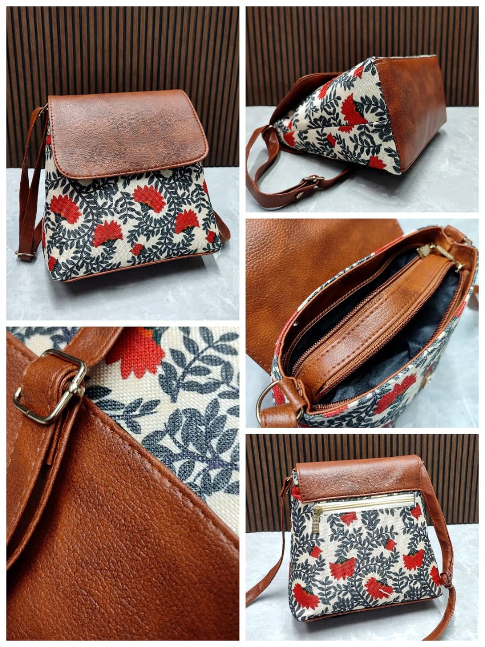 Floral Jute Sling Bag Elephant Design