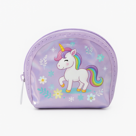Unicorn Coin Pouch for Kids โ Pink Glitter Zip Wallet