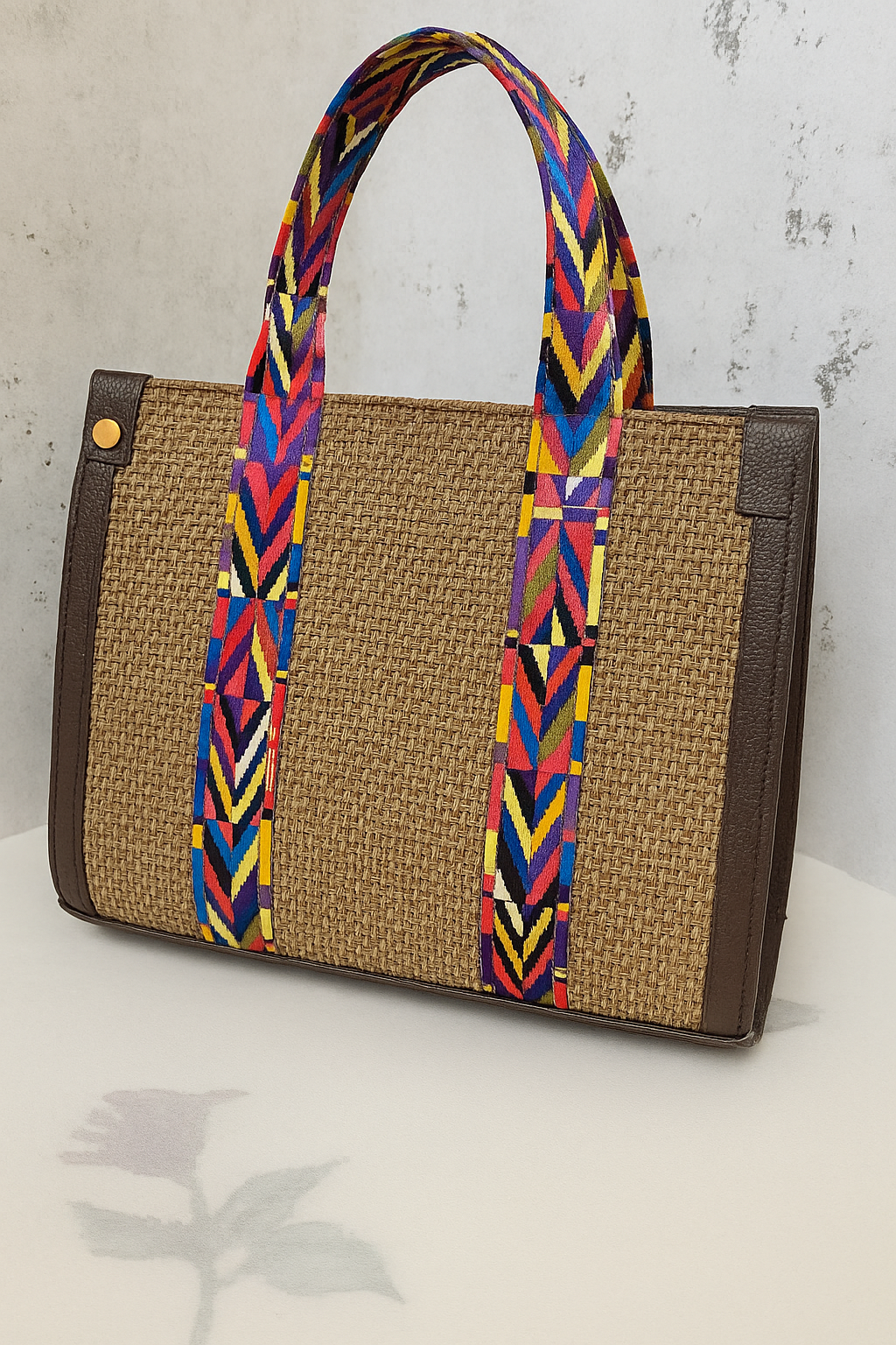 Handcrafted Jute Tote Bag with Boho Strap