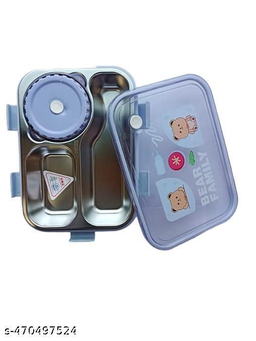 Teddy Bear Stainless Steel Bento Lunch Box – 3 Compartment Tiffin for Kids