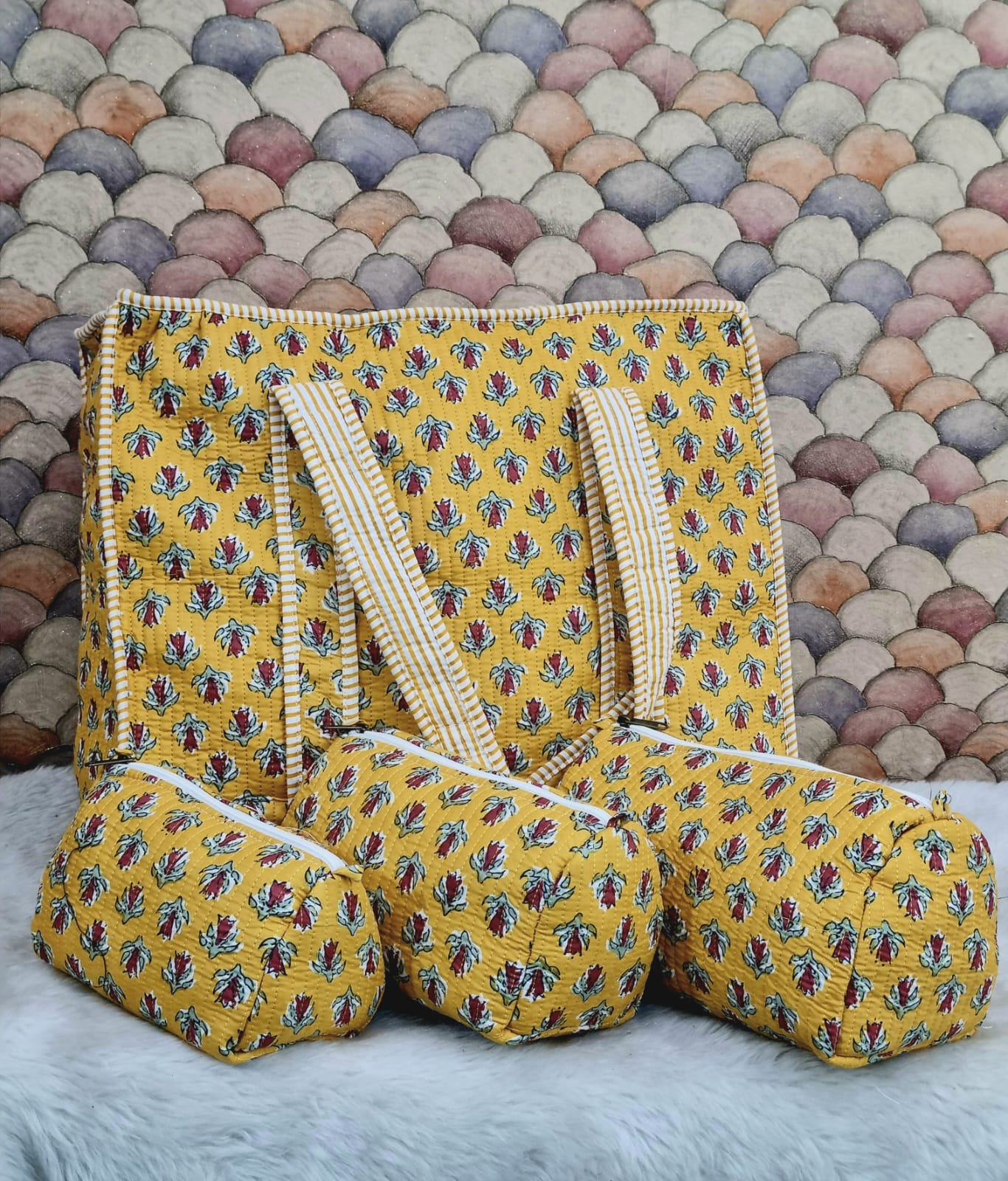 4-Piece Travel Tote & Storage Bag Set – Tote with 3 Multipurpose Pouches | Durable & Water-Resistant