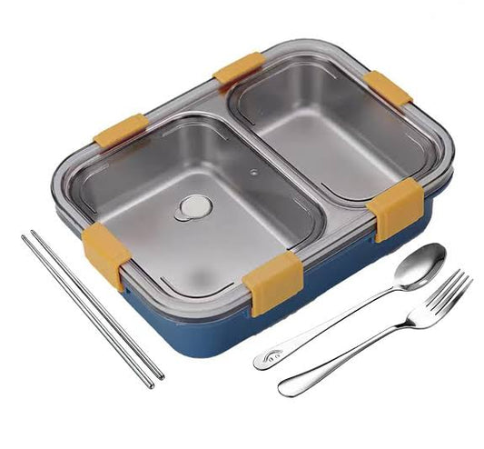 Stainless Steel Bento Lunch Box – 2 Compartment Leak-Proof Tiffin for Kids & Adults
