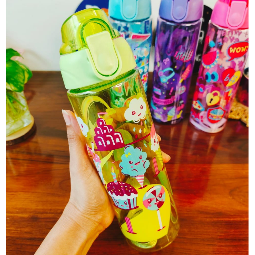 Cartoon Print Sipper Water Bottle – 600ml