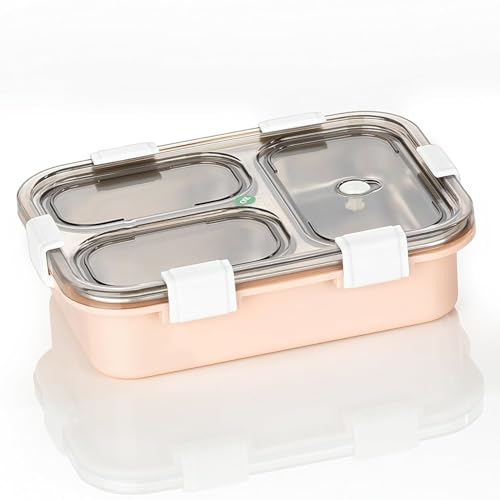 TG Tails Steel Lunch Box – 3 Compartments, 800ml (Pink)
