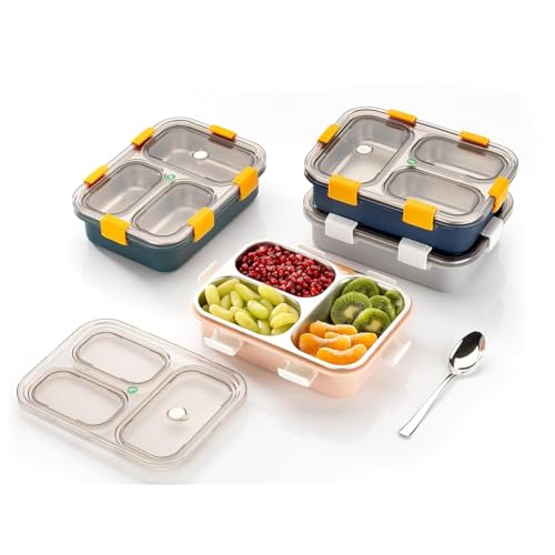 TG Tails 3-Compartment Steel Lunch Box – 800ml (Blue)