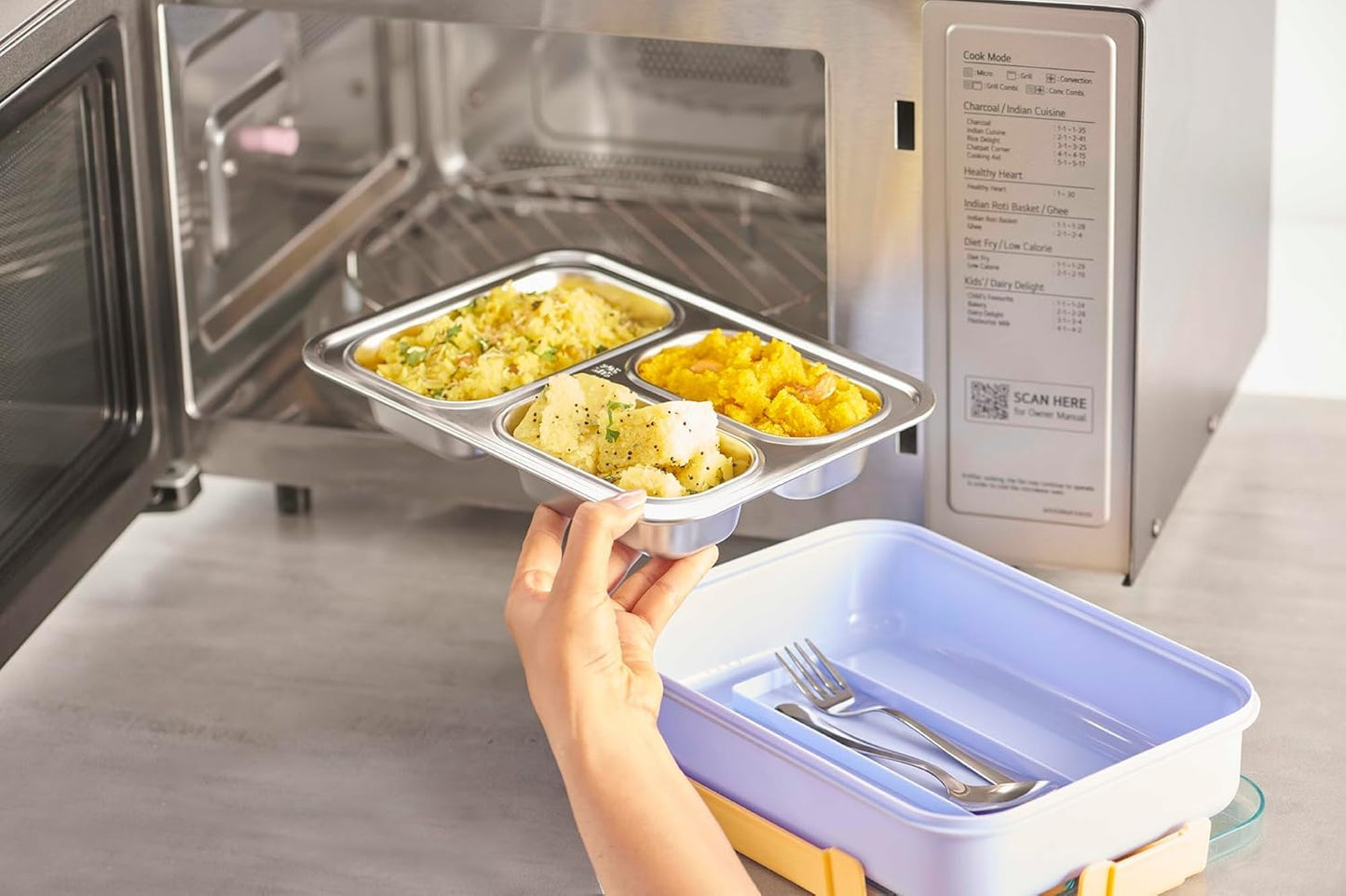 TG Tails Steel Lunch Box – 3 Compartments, 800ml (Blue)