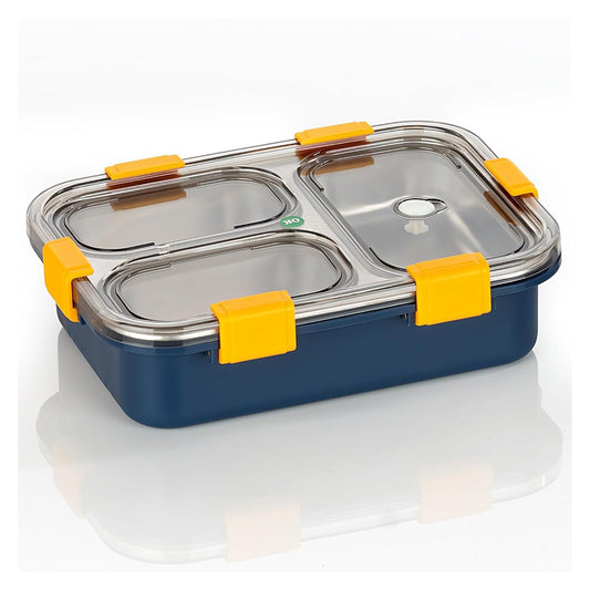 TG Tails Steel Lunch Box – 3 Compartments, 800ml (Blue)