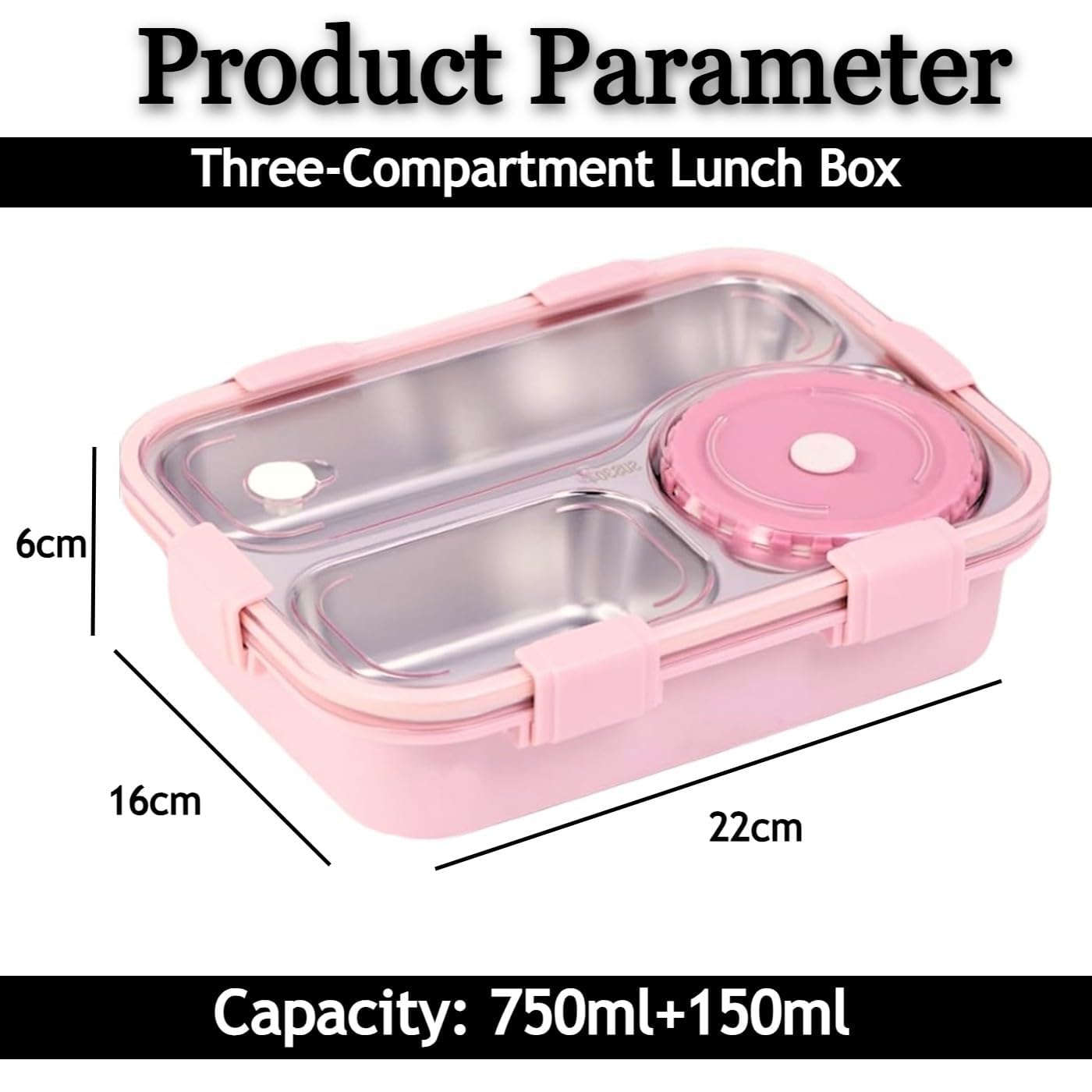Bento Stainless Steel Lunch Box with 4 Compartments, Utensil Set, Leakproof Design