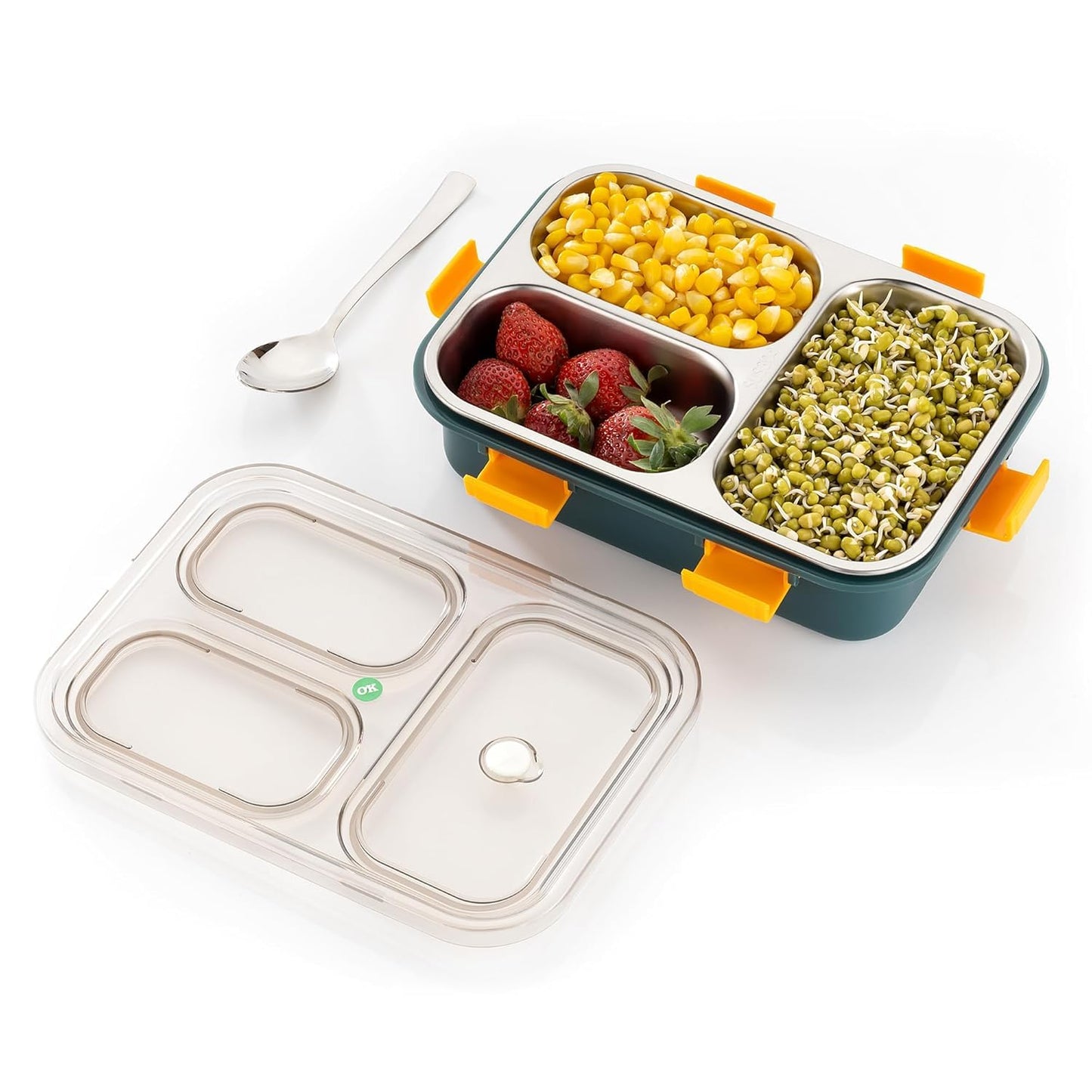 TG Tails Steel Lunch Box – 3 Compartments, 800ml (Blue)