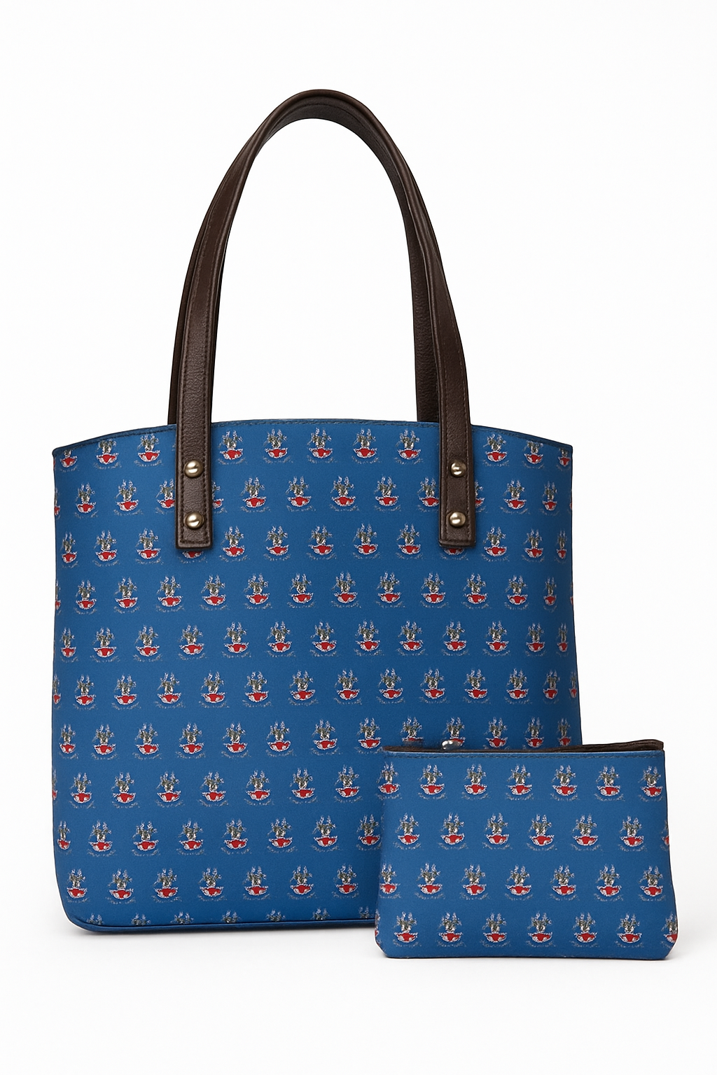 Bohemian Patchwork Tote Bag with Matching Pouch – Blue