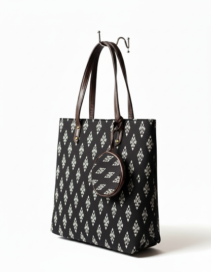 Premium Canvas Tote Bag with Pouch-Black