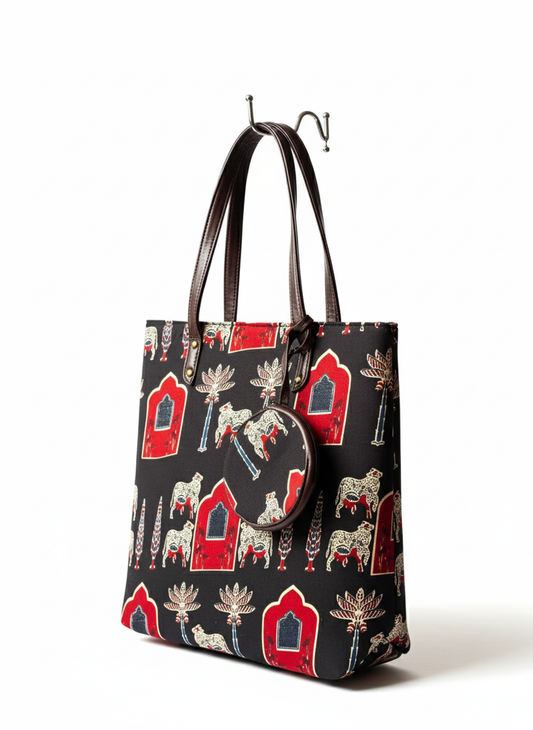 Premium Canvas Tote Bag with Pouch-Gray