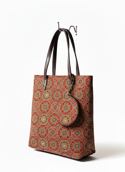 Premium Canvas Tote Bag with Pouch-Maroon