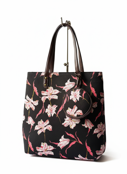 Premium Canvas Tote Bag with Pouch-Lily
