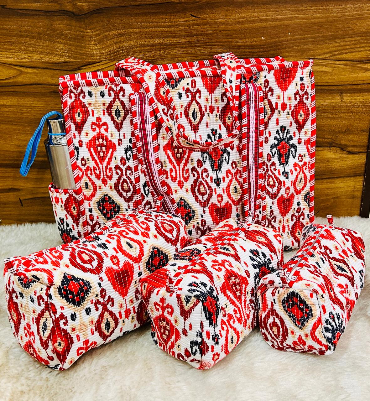 4-Piece  Travel Tote & Storage Bag Set – Tote with 3 Multipurpose Pouches | Durable & Water-Resistant