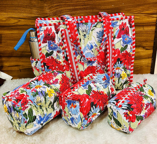 4-Piece  Travel Tote & Storage Bag Set – Tote with 3 Multipurpose Pouches | Durable & Water-Resistant