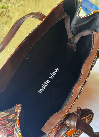 Premium Canvas Tote Bag with Pouch - Red