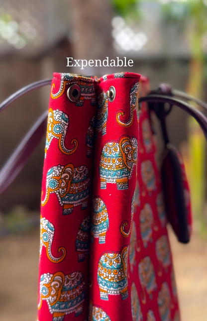 Premium Canvas Tote Bag with Pouch - Red