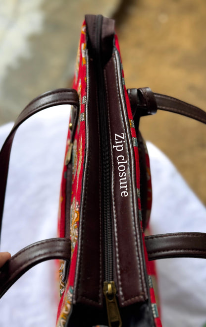 Premium Canvas Tote Bag with Pouch - Red