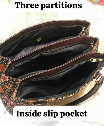 Bohemian Patchwork Tote Bag with Matching Pouch – Silver