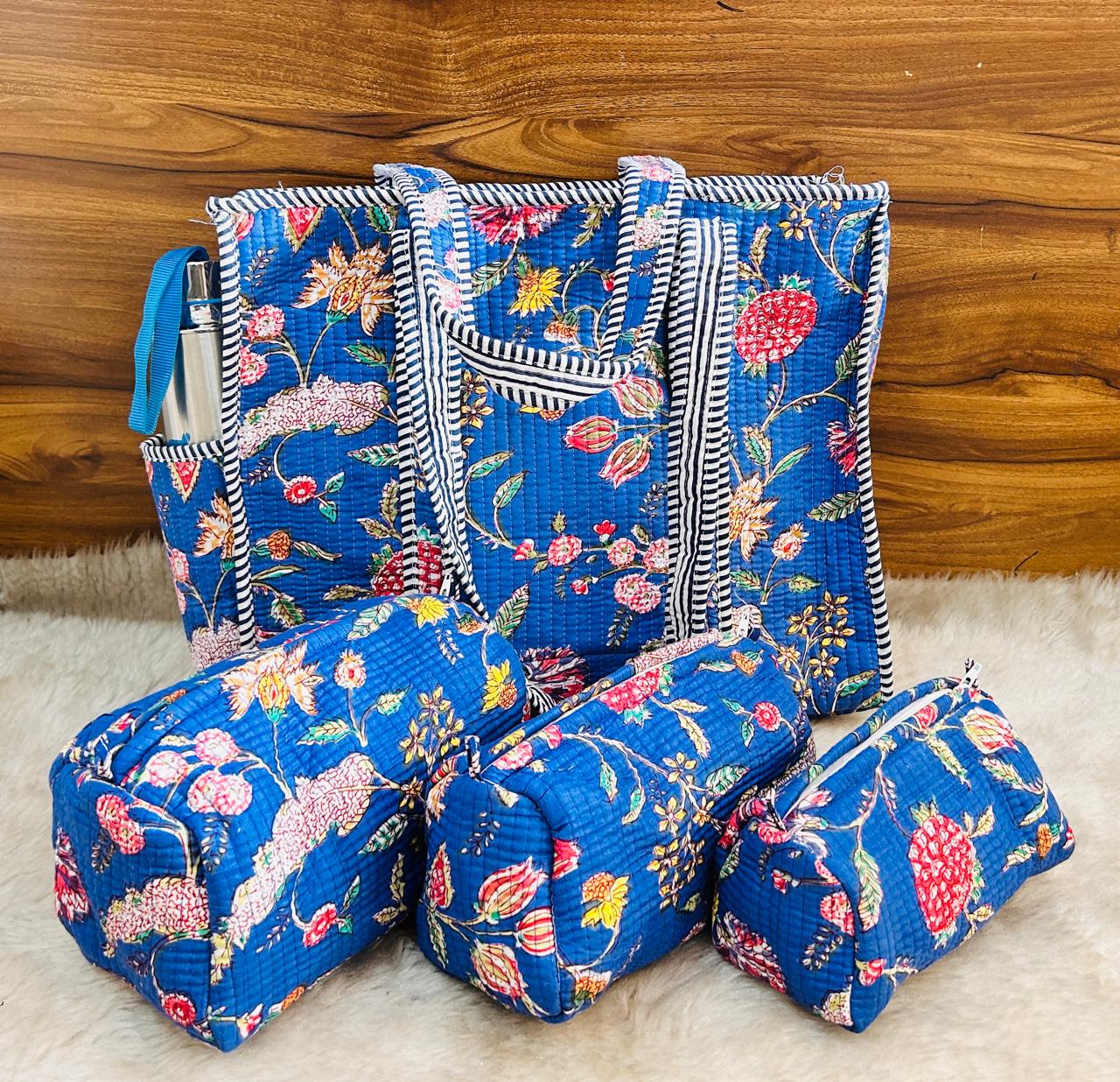 4-Piece  Travel Tote & Storage Bag Set – Tote with 3 Multipurpose Pouches | Durable & Water-Resistant