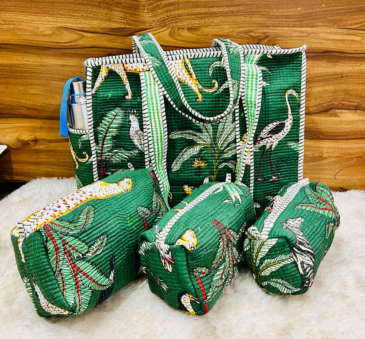 4-Piece  Travel Tote & Storage Bag Set – Tote with 3 Multipurpose Pouches | Durable & Water-Resistant