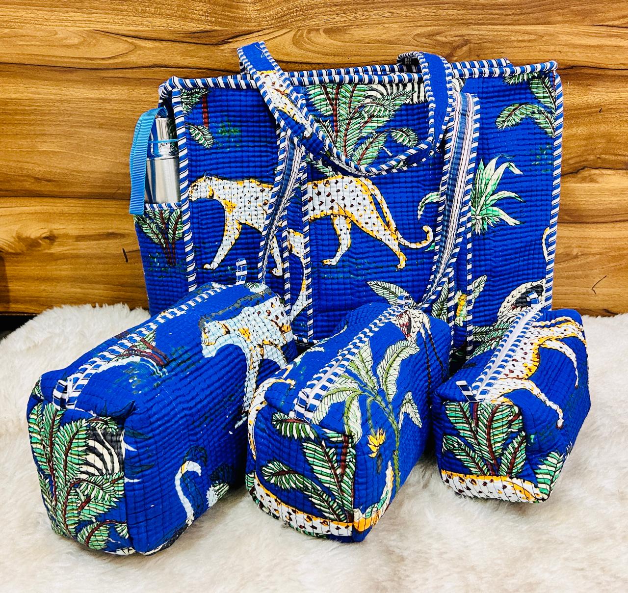 4-Piece  Travel Tote & Storage Bag Set – Tote with 3 Multipurpose Pouches | Durable & Water-Resistant