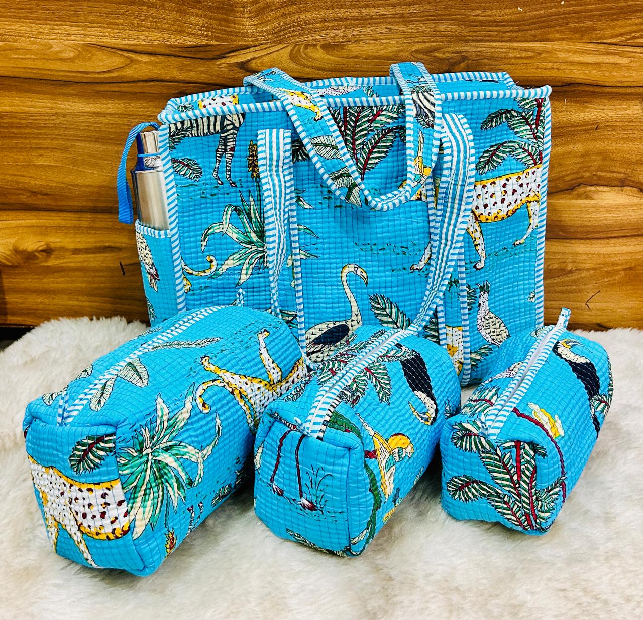 4-Piece  Travel Tote & Storage Bag Set – Tote with 3 Multipurpose Pouches | Durable & Water-Resistant