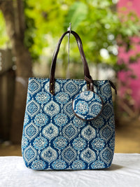 Premium Canvas Tote Bag with Pouch-Blue