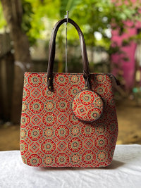 Premium Canvas Tote Bag with Pouch-Maroon