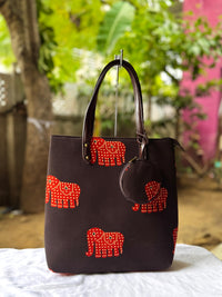Premium Canvas Tote Bag with Pouch-Elephant