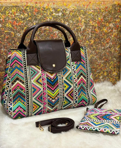 Tote cum sling bag with pouch-Pattern