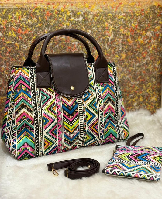 Tote cum sling bag with pouch-Pattern