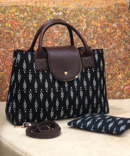 Tote cum sling bag with pouch-black