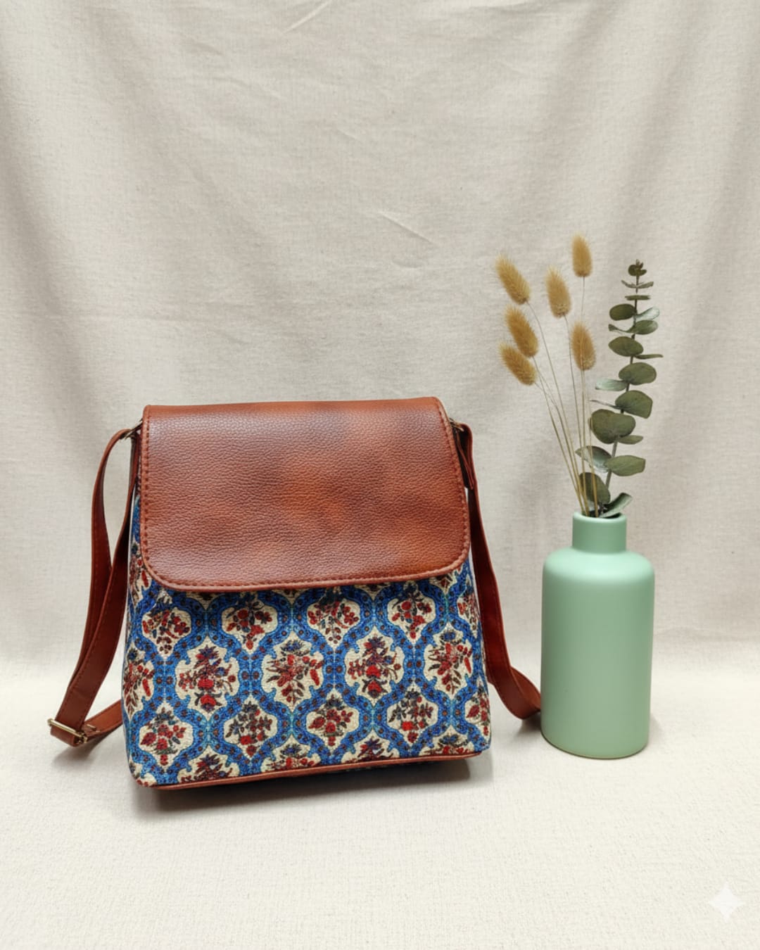 Floral Jute Sling Bag Flower Canvas