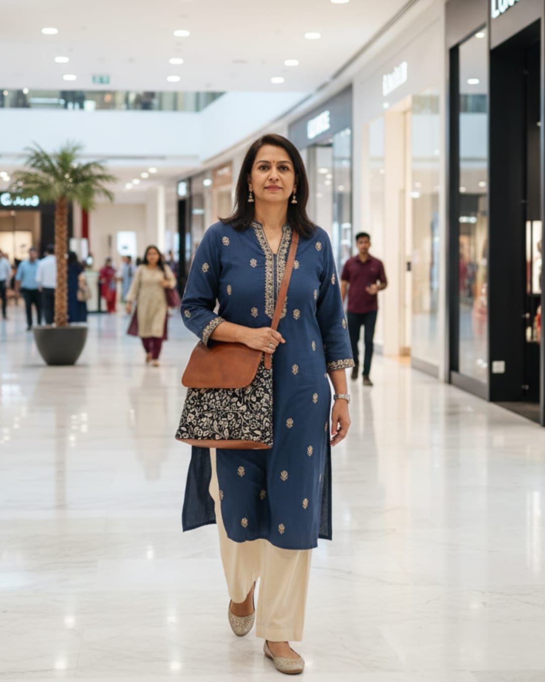 Floral Jute Sling Bag White Flower