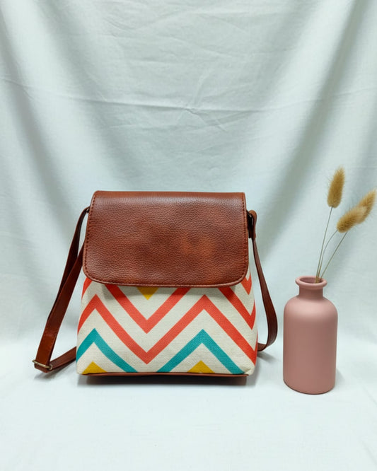 Floral Jute Sling Bag-Zig-Zag