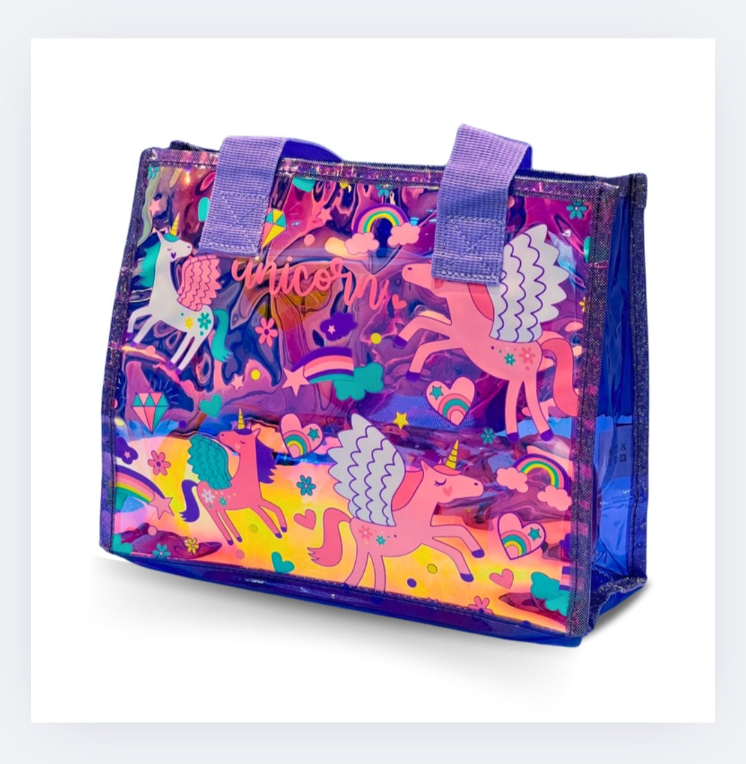 Colorful Cartoon Cat Transparent PVC Tote Bag – Fun Kids Travel & School Bag