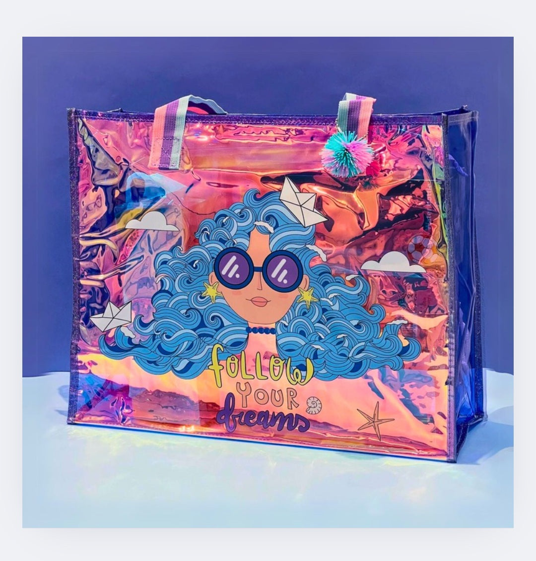 Colorful Cartoon Cat Transparent PVC Tote Bag – Fun Kids Travel & School Bag
