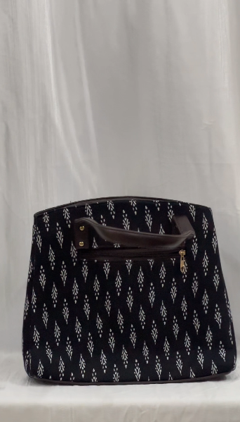 Bohemian Patchwork Tote Bag with Matching Pouch – Black