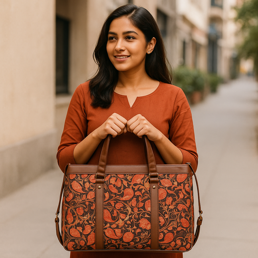 Elegant Sling cum Handbag – Mughal Foral Rust